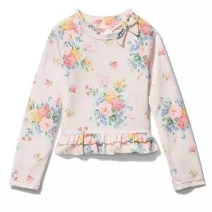 Janie and Jack Girl Petal Pink Floral Rash
Guard Long Sleeve Top Size 4